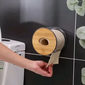 Porta Papel con tapa de bambú