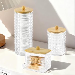 Set de 3 organizadores con tapa de bambú